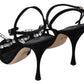 Dolce & Gabbana Black Suede Crystals Heels Sandals Shoes