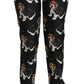 Dolce & Gabbana Black Puppy Dog Mid Waist Skinny Silk Pants