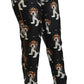 Dolce & Gabbana Black Puppy Dog Mid Waist Skinny Silk Pants