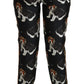 Dolce & Gabbana Black Puppy Dog Mid Waist Skinny Silk Pants