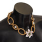 Dolce & Gabbana Gold White Lily Floral Chain Statement Necklace