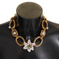 Dolce & Gabbana Gold White Lily Floral Chain Statement Necklace