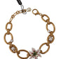 Dolce & Gabbana Gold White Lily Floral Chain Statement Necklace