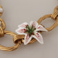 Dolce & Gabbana Gold White Lily Floral Chain Statement Necklace