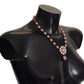 Dolce & Gabbana Gold Brass Crystal Pink Faux Pearl Pendants Necklace