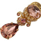 Dolce & Gabbana Gold Tone Brass Crystal Jewelry Dangling Pin Brooch