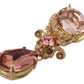 Dolce & Gabbana Gold Tone Brass Crystal Jewelry Dangling Pin Brooch