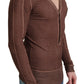 Dolce & Gabbana Brown Logo Button Cardigan V-neck Sweater