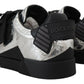 Dolce & Gabbana Black Silver Leather Low Top Sneakers Casual Shoes