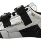Dolce & Gabbana Black Silver Leather Low Top Sneakers Casual Shoes
