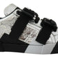 Dolce & Gabbana Black Silver Leather Low Top Sneakers Casual Shoes
