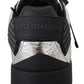 Dolce & Gabbana Black Silver Leather Low Top Sneakers Casual Shoes