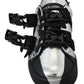 Dolce & Gabbana Black Silver Leather Low Top Sneakers Casual Shoes