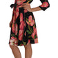 Dolce & Gabbana Black Pink Tulip Print Stretch Shift Dress