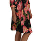 Dolce & Gabbana Black Pink Tulip Print Stretch Shift Dress