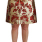 Dolce & Gabbana Gold Floral Jacquard High Waist Mini Skirt