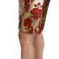 Dolce & Gabbana Gold Floral Jacquard High Waist Mini Skirt