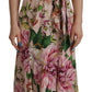 Dolce & Gabbana Pink Silk Floral Stretch Shift Wrap Dress