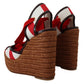 Dolce & Gabbana Multicolor Wedges Lace Up Strap Logo Print Sandals