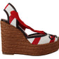 Dolce & Gabbana Multicolor Wedges Lace Up Strap Logo Print Sandals