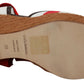 Dolce & Gabbana Multicolor Wedges Lace Up Strap Logo Print Sandals