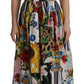 Dolce & Gabbana Multicolor Floral A-line Midi Cotton Dress