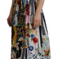 Dolce & Gabbana Multicolor Floral A-line Midi Cotton Dress