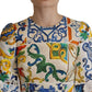 Dolce & Gabbana Multicolor Majolica Jaquard Mini Floral Sheath Brocade Dress