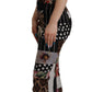 Dolce & Gabbana Multicolor Pachwork Midi Floral Silk Leopard Bodycon Dress