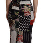 Dolce & Gabbana Multicolor Pachwork Midi Floral Silk Leopard Bodycon Dress