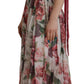 Dolce & Gabbana Multicolor Roses Floral Silk Long Maxi Dress
