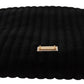 Dolce & Gabbana Black Velvet Quilt Drawstring Logo Plaque Pouch Bag