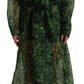 Dolce & Gabbana Green, black Coat Jacket Four Leaf Clover Print Organza Trench Dress