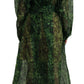 Dolce & Gabbana Green, black Coat Jacket Four Leaf Clover Print Organza Trench Dress