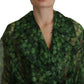 Dolce & Gabbana Green, black Coat Jacket Four Leaf Clover Print Organza Trench Dress