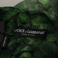 Dolce & Gabbana Green, black Coat Jacket Four Leaf Clover Print Organza Trench Dress