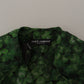 Dolce & Gabbana Green, black Coat Jacket Four Leaf Clover Print Organza Trench Dress