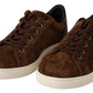 Dolce & Gabbana Brown Suede Leather Mens Low Tops Sneakers