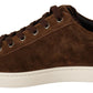 Dolce & Gabbana Brown Suede Leather Mens Low Tops Sneakers