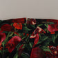 Dolce & Gabbana Black Red Fruit Stretch Wrap Skirt