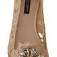 Dolce & Gabbana Beige Taormina Lace Crystals Ballet Flats Shoes