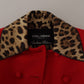 Dolce & Gabbana Red Leopard Wool Trenchcoat Jacket