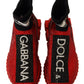 Dolce & Gabbana Red Bling Sorrento Sneakers Socks Shoes