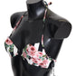 Dolce & Gabbana Multicolor Striped Rose Print Swimwear Bikini Tops