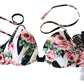 Dolce & Gabbana Multicolor Striped Rose Print Swimwear Bikini Tops
