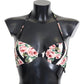 Dolce & Gabbana Multicolor Striped Rose Print Swimwear Bikini Tops