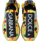 Dolce & Gabbana Yellow Sorrento Crystals Sneakers Shoes