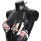 Dolce & Gabbana Multicolor Striped Rose Print Swimwear Bikini Tops