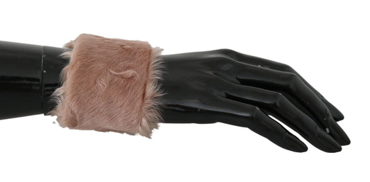 Dolce & Gabbana Beige Cuff Women 100% Lamb Fur Bracelet