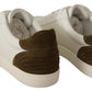 Dolce & Gabbana White Suede Leather Mens Low Tops Sneakers
